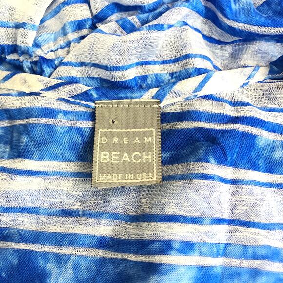 Dream Beach Sheer Maxi Dress Swimsuit Cover Low V Neck Size Medium Blue Vintage - Picture 4 of 11